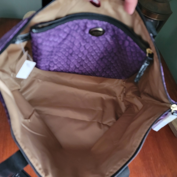 NWT Coach F77461 Gateway Snakeprint Packable Weekender Purple Canvas Pouch Bag - Picture 9 of 16